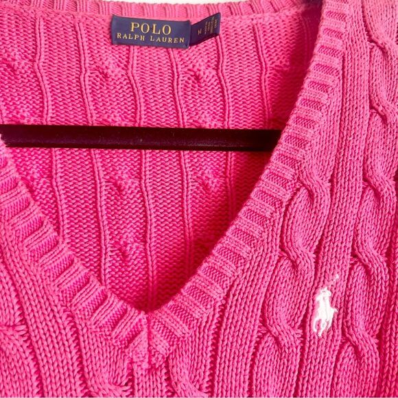 Polo Ralph Lauren Pink Cable Knit Sweater Women's Size Medium - Picture 2 of 4